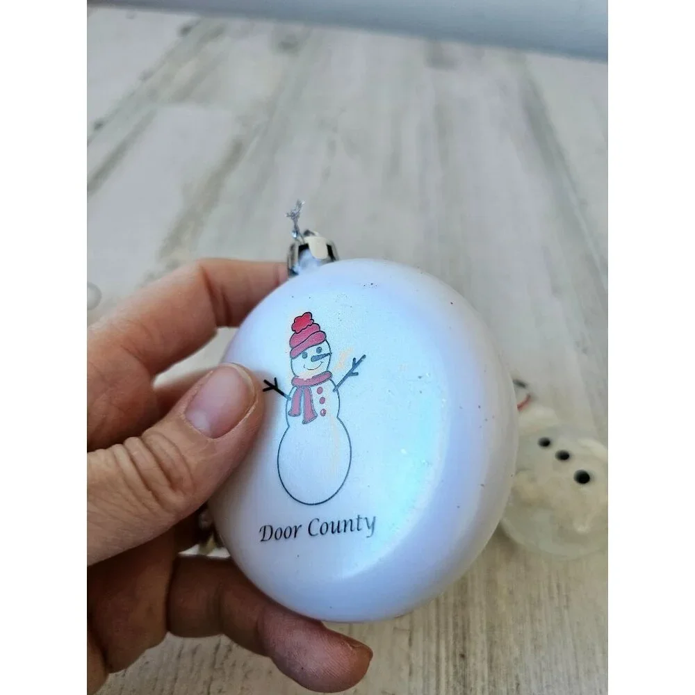 Snowman‎ glass ornament flocked Xmas set
